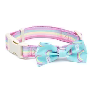 Youly Collar con Broche y Moño Patrón Arcoíris para Perro, XX-Chico Youly Collar con Broche y Moño Patrón Arcoíris para Perro, XX-Chico