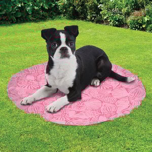 Unique Petz Cooling Tapete Redondo con Gel Diseño Playa Rosa para Perro, Chico Unique Petz Cooling Tapete Redondo con Gel Diseño Playa Rosa para Perro, Chico