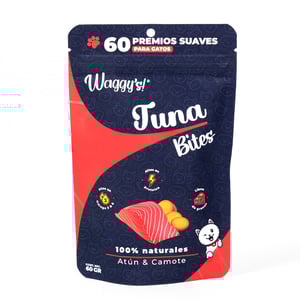 Waggy's Bites Premios Suaves Receta Atún y Camote para Gato, 60 g Waggy's Bites Premios Suaves Receta Atún y Camote para Gato, 60 g