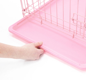 Carlson Jaula de Entrenamiento Plegable de Acero Rosa 1 Puerta con Doble Seguro para Perro, Chico