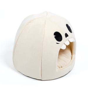 Latipaw Halloween Cama Tipo Cueva Diseño Calavera para Perro y Gato, Chico