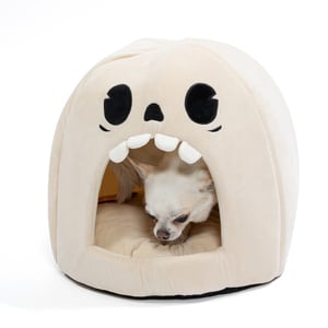 Latipaw Halloween Cama Tipo Cueva Diseño Calavera para Perro y Gato, Chico