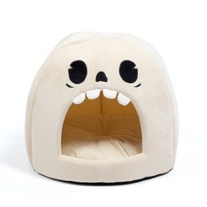 Latipaw Halloween Cama Tipo Cueva Diseño Calavera para Perro y Gato, Chico Latipaw Halloween Cama Tipo Cueva Diseño Calavera para Perro y Gato, Chico