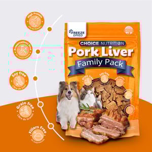 Choice Nutrition Freeze Dried Premio Liofilizado de Hígado de Cerdo para Perro y Gato, 500 g