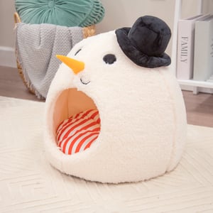 Latipaw Holiday Cama Tipo Cueva Diseño Hombre de Nieve para Gato, Chico Latipaw Holiday Cama Tipo Cueva Diseño Hombre de Nieve para Gato, Chico