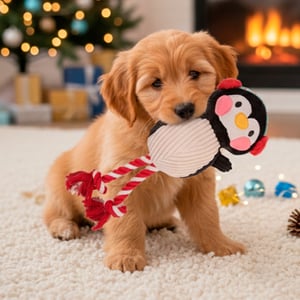 Latipaw Holiday Pingüino de Peluche con Cuerda y Pelota en el Interior para Perro, Mediano Latipaw Holiday Pingüino de Peluche con Cuerda y Pelota en el Interior para Perro, Mediano