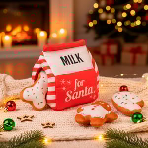 Latipaw Holiday Cajita de Leche de Peluche tipo Rompecabezas para Perro, Chico Latipaw Holiday Cajita de Leche de Peluche tipo Rompecabezas para Perro, Chico