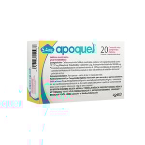 Apoquel Tabletas Masticables Antripruríticas de 5.4 mg para Perro Adulto Raza Mediana, 20 Tabletas Apoquel Tabletas Masticables Antripruríticas de 5.4 mg para Perro Adulto Raza Mediana, 20 Tabletas