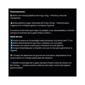 Bio Stones Arena Aglutinante de Bentonita Aroma Lavanda para Gato, 4 kg