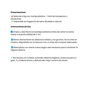 Bio Stones Arena Aglutinante de Bentonita Sin Aroma para Gato, 8 kg
