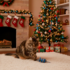 Merry Makings Holiday Ratón Azul de Peluche Patrón Cuadros para Gato, Unitalla Merry Makings Holiday Ratón Azul de Peluche Patrón Cuadros para Gato, Unitalla