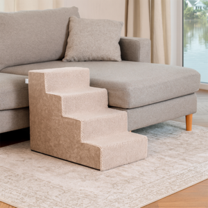 Pet2go Escalera  Beige de Espuma de Alta Densidad para Perro, 4 Peldaños Pet2go Escalera  Beige de Espuma de Alta Densidad para Perro, 4 Peldaños