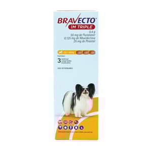 Bravecto 1M Triple Tripack Tableta Masticable Antiparasitaria Externa e Interna para Perro, 2.5 a 5 kg Bravecto 1M Triple Tripack Tableta Masticable Antiparasitaria Externa e Interna para Perro, 2.5 a 5 kg