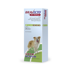Bravecto 1M Triple Tripack Tableta Masticable Antiparasitaria Externa e Interna para Perro, 10 a 20 kg Bravecto 1M Triple Tripack Tableta Masticable Antiparasitaria Externa e Interna para Perro, 10 a 20 kg