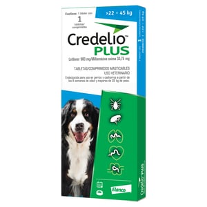 Credelio Plus Tableta Masticable Antiparasitaria Interna y Externa para Perro de 22 a 45 kg, 1 Tableta Credelio Plus Tableta Masticable Antiparasitaria Interna y Externa para Perro de 22 a 45 kg, 1 Tableta