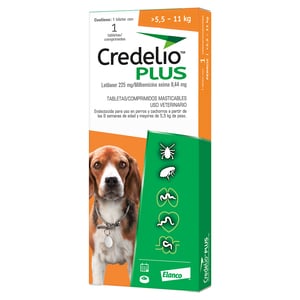 Credelio Plus Tableta Masticable Antiparasitaria Interna y Externa para Perro de 5.5 a 11 kg, 1 Tableta Credelio Plus Tableta Masticable Antiparasitaria Interna y Externa para Perro de 5.5 a 11 kg, 1 Tableta