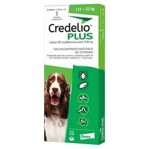 Credelio Plus Tableta Masticable Antiparasitaria Interna y Externa para Perro de 11 a 22 kg, 1 Tableta Credelio Plus Tableta Masticable Antiparasitaria Interna y Externa para Perro de 11 a 22 kg, 1 Tableta