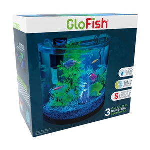 Glofish Kit de Acuario Media Luna con Luz Led y Filtro Incluido, 11.35 L