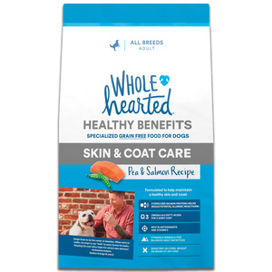 WholeHearted Healthy Benefits Alimento Natural para Perro Adulto Cuidado de Piel/Pelo Receta Salmón y Chícharo, 2.2 kg