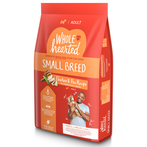WholeHearted Libre de Granos Alimento Natural para Perro Adulto Raza Pequeña Receta Pollo y Chícharo, 2.2 kg