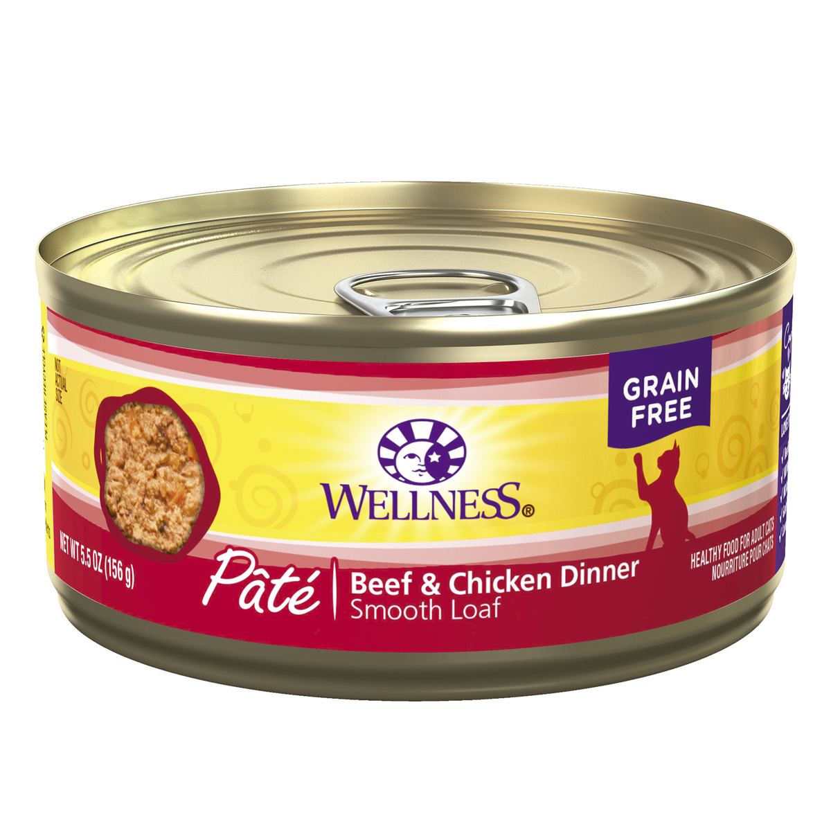 Wellness Complete Health Alimento Natural para Gato Receta Paté de Res/Pollo, 156 g