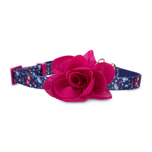 Bond & Co Collar con Broche de Seguridad Diseño Floreado con Rosa para Gato Color Azul