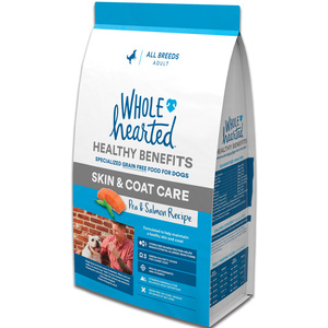 WholeHearted Healthy Benefits Alimento Natural para Perro Adulto Cuidado de Piel/Pelo Receta Salmón y Chícharo, 2.2 kg