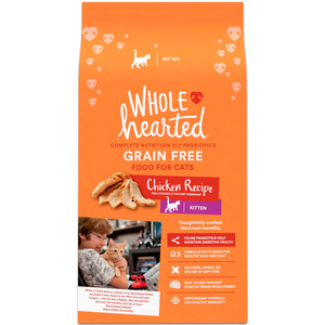 WholeHearted Libre de Granos Alimento Natural para Gatito Receta Pollo, 1.1 kg