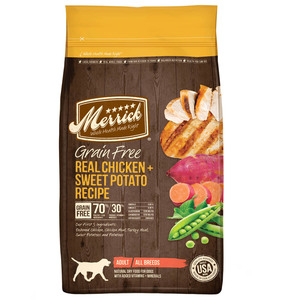 Merrick Alimento Natural sin Granos para Perro Adulto Todas las Razas Receta Pollo y Camote, 9.9 kg