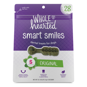 WholeHearted Smart Smiles Premios Dentales Receta Original Tamaño Chico para Perro, 28 Piezas