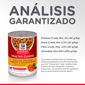 Hill's Science Diet Healthy Cuisine Alimento Húmedo para Perro Adulto Receta Estofado Pollo y Zanahoria, 354 g