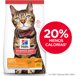 Hill's Science Diet Alimento Seco Light para Gato Adulto Receta Pollo, 3.2 kg