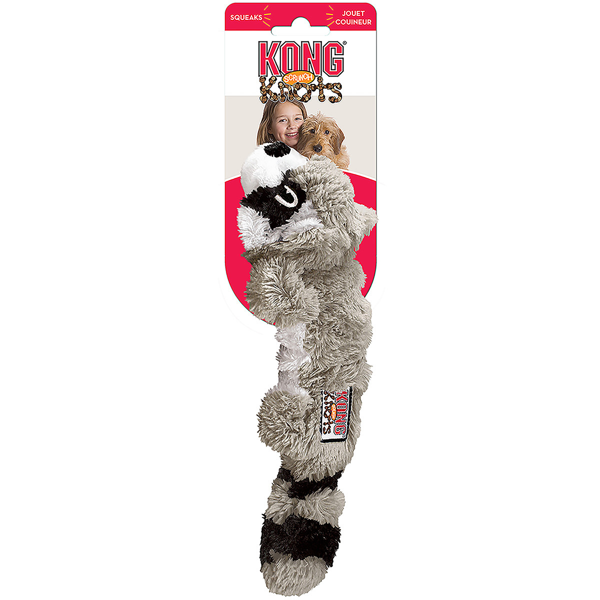 Kong Peluche Mapache Scrunch Knots para Perro