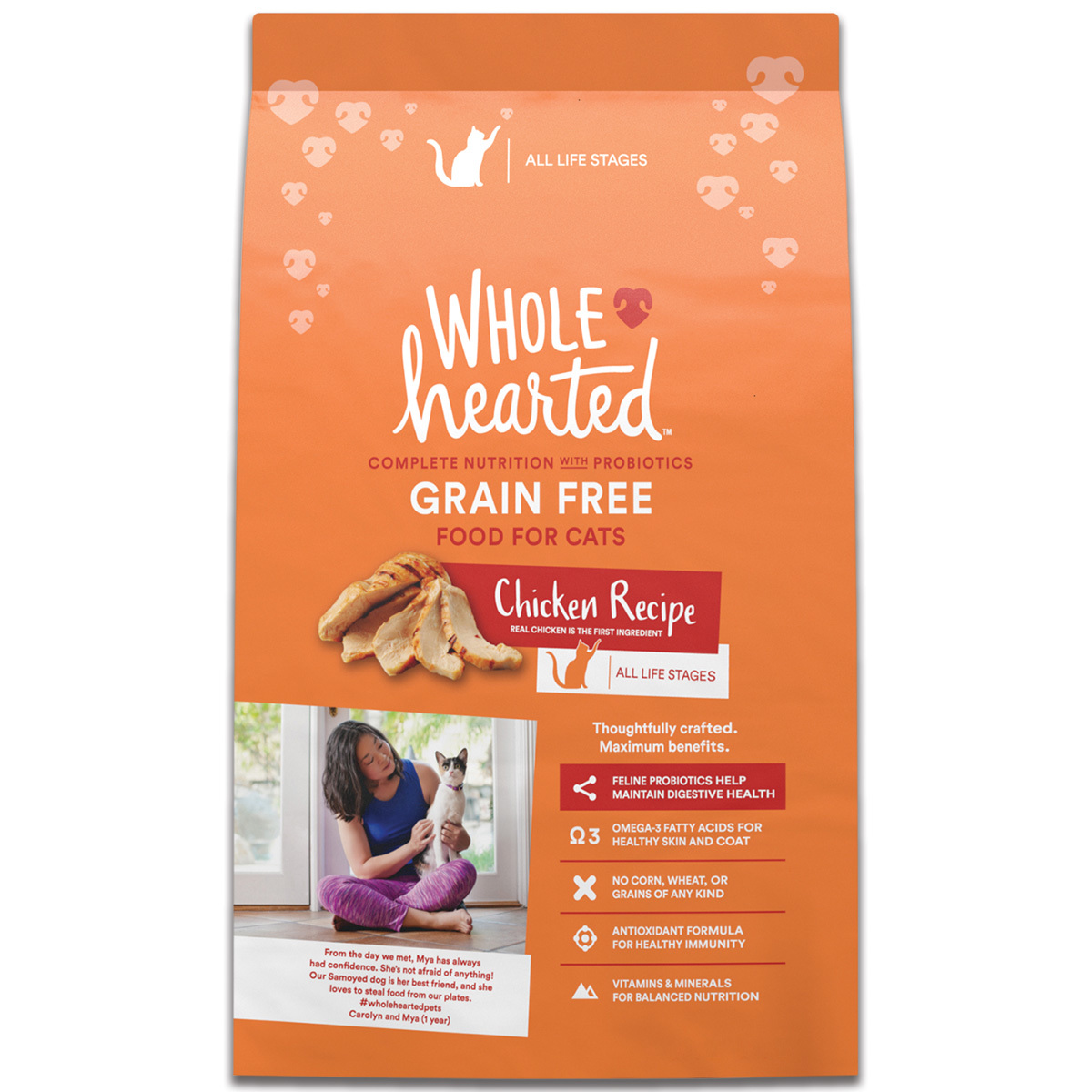 WholeHearted Libre de Granos Alimento Natural para Gato Todas las Edades Receta Pollo, 5.4 kg