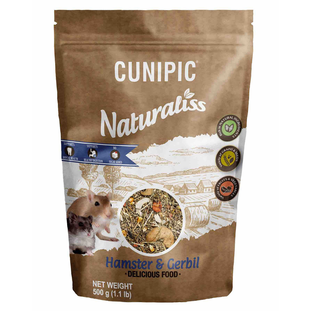 Cunipic Naturaliss Alimento Natural para Hámster y Jerbo Todas las Edades, 500 g
